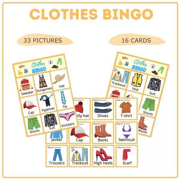 Clothes bingo game image by MyPurpleClassroom