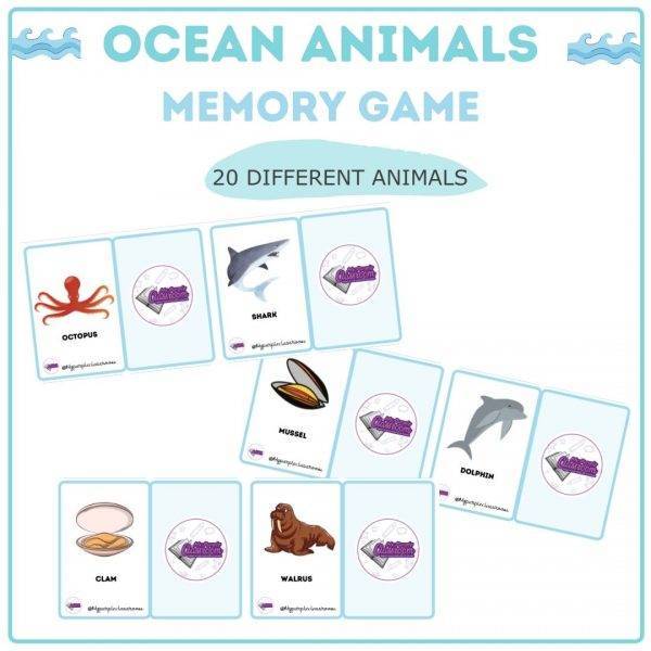 Ocean Animals Memory - MyPurpleClassroom